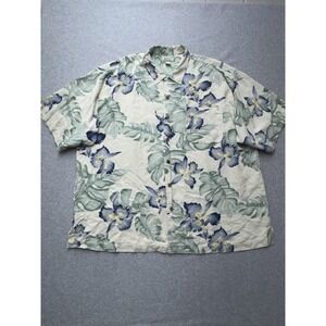 Tommy Bahama Shirt Mens XXL‎ 2XL Floral Leaf Silk Coastal Beach Casual Vintage